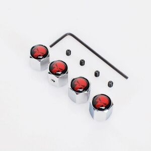 Red and Silver Tire Valve Caps Set